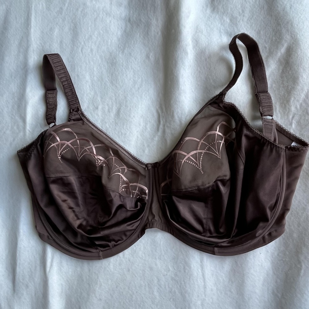 Elomi Bra Womens 42N Brown Pecan Cate Full Cup Underwire Embroidered EL4030
